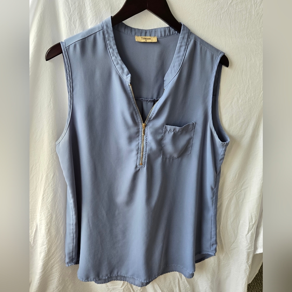 Tribal Women's Light Blue Zip-Front Blouse